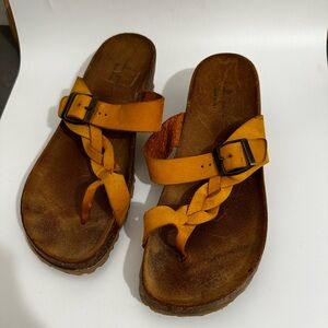 Mila Paoli Womens Size Sandals Italy Suede Cork Wedge